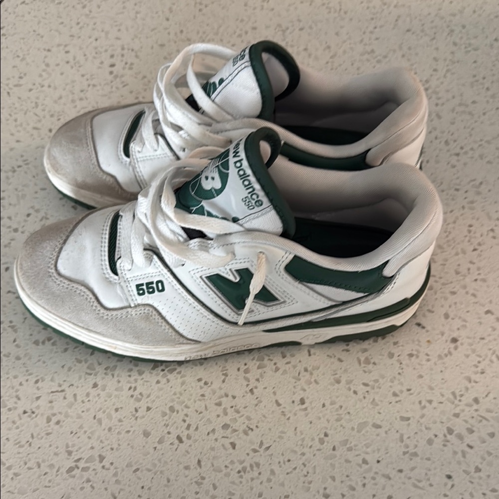 New Balance Kids Sneakers - White and Dark Green